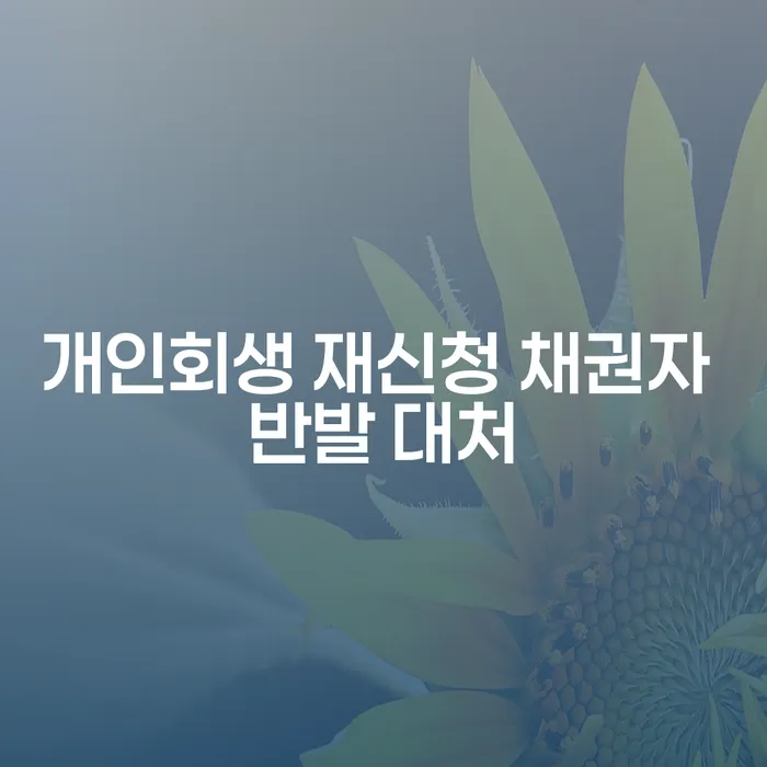 개인회생 재신청 시 채권자 반발에 어떻게 대처해야 할까요?